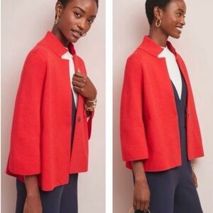 Moth by Anthropologie Women’s Knit 3/4 Sleeve Sweater Blazer Red Sz